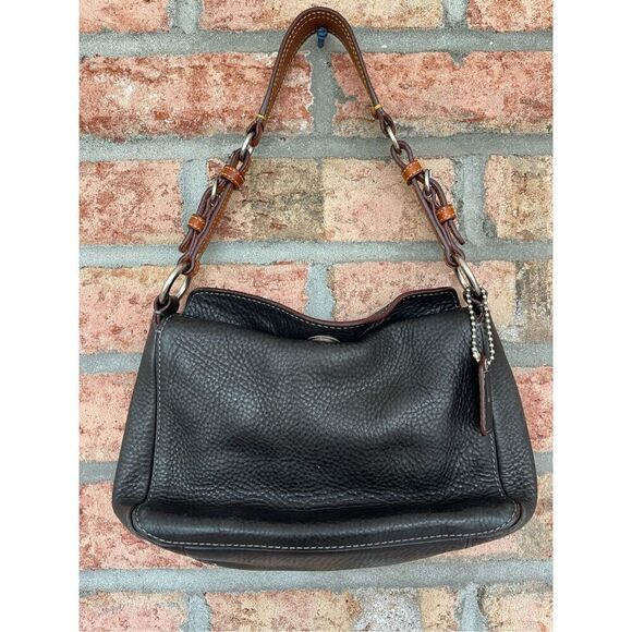 Coach Women's Black Chelsea Pebbled Leather Shoulder Hobo Bag - Picture 7 of 9